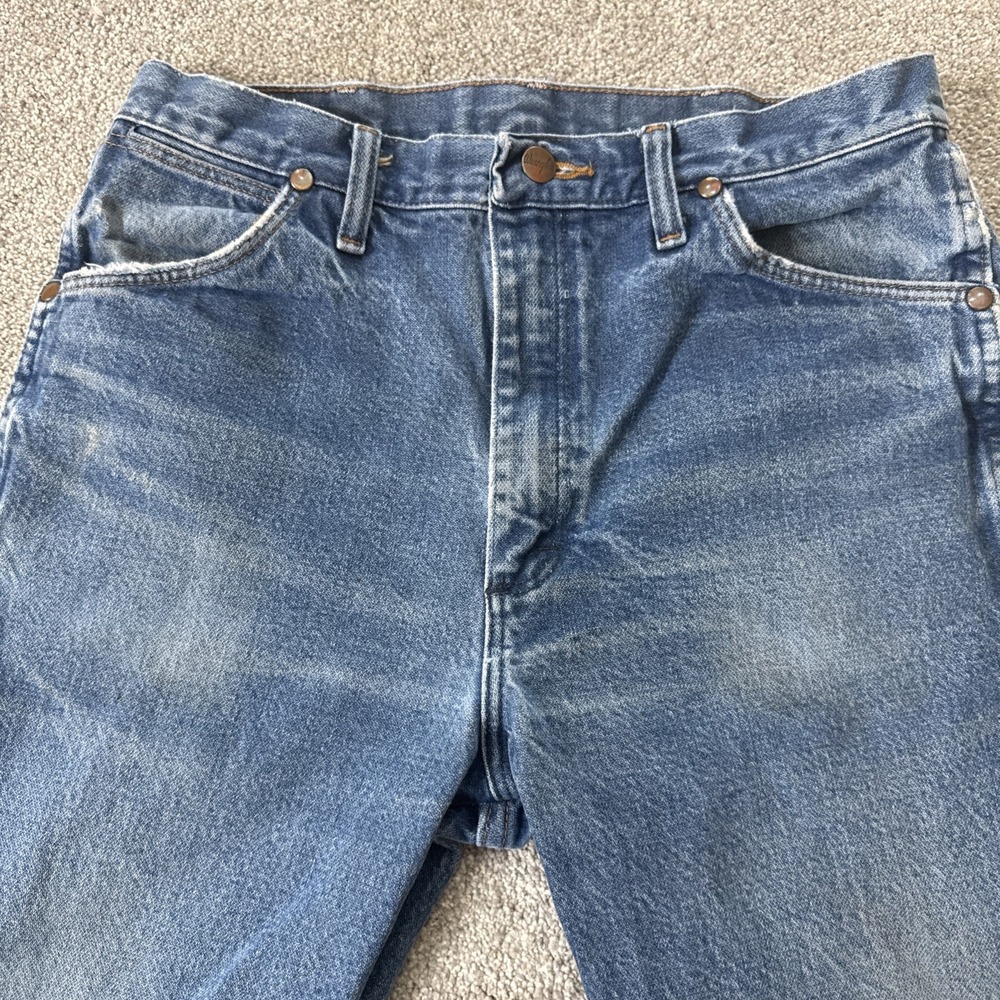 Vintage Wrangler Cowboy Cut Jeans 32x38 Blue Faded - Picture 2 of 10